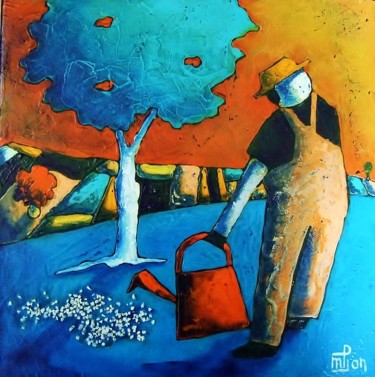 Peinture intitulée "le-jardinier.jpg" par Marie-Pierre Jan, Œuvre d'art originale, Acrylique