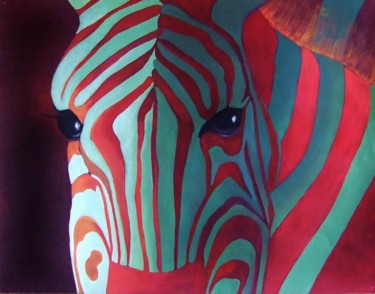 Peinture intitulée "zebre-1.jpg" par Marie-Pierre Jan, Œuvre d'art originale, Acrylique