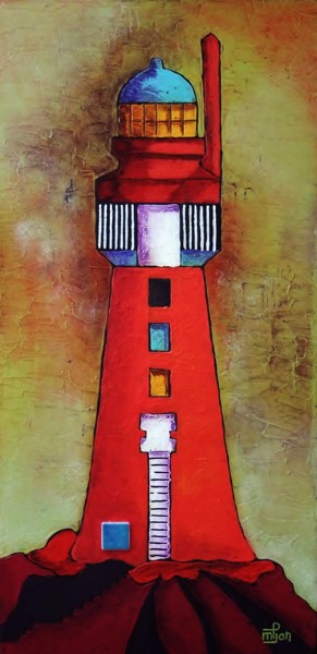Painting titled "phare-du-grand-jard…" by Marie-Pierre Jan, Original Artwork, Acrylic