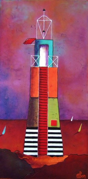 Painting titled "phare-1a.jpg" by Marie-Pierre Jan, Original Artwork, Acrylic