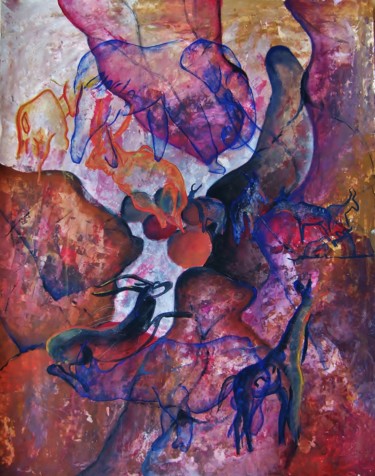 Painting titled "Grottes" by Marie-Pierre Jan, Original Artwork, Acrylic