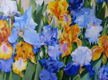 Painting titled "iris multicolores e…" by Marie-Pierre Le Sellin, Original Artwork, Acrylic