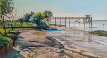 Peinture intitulée "marée basse sur le…" par Marie-Pierre Le Sellin, Œuvre d'art originale, Pastel