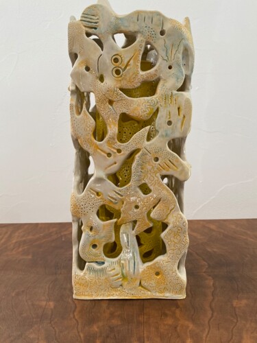 Скульптура под названием "TOTEM 15" - Marie-Pierre Montet, Подлинное произведение искусства, Газобетон