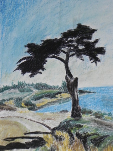 Dessin intitulée "2010-06-arbre-solit…" par Marie Pierre Thuillier, Œuvre d'art originale, Pastel
