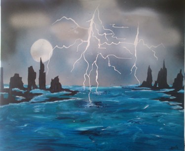 Peinture intitulée "orage" par Bella, Œuvre d'art originale, Acrylique