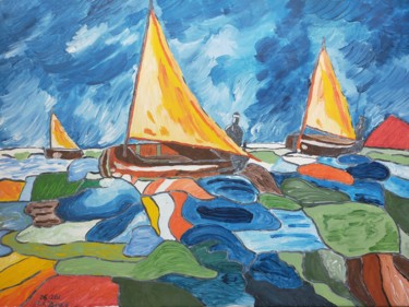 Peinture intitulée "Tempête océanique" par Marie-Raphaële Davey, Œuvre d'art originale, Acrylique
