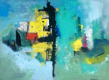 Painting titled "Turquoise" by Marie Rouach, Original Artwork