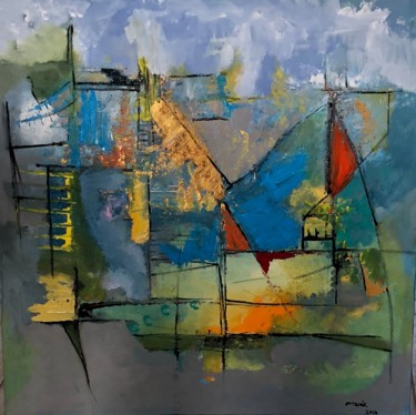 Pintura intitulada "Abstrait ´´depart’´" por Marie Rouach, Obras de arte originais