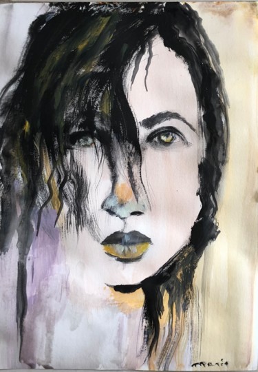 Painting titled "Portrait  100" by Marie Rouach, Original Artwork, Acrylic