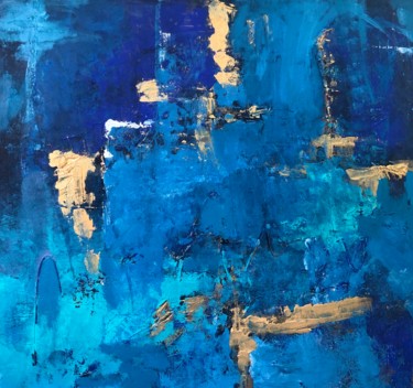 Painting titled "Blue" by Marie Rouach, Original Artwork, Acrylic