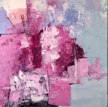 Painting titled "Pink abstract" by Marie Rouach, Original Artwork, Acrylic