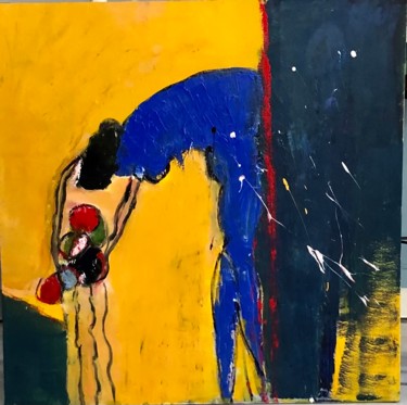 Pittura intitolato "Abstract   Jaune bl…" da Marie Rouach, Opera d'arte originale, Acrilico