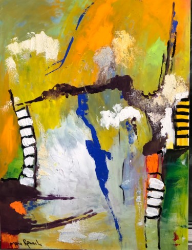 Картина под названием "Colored abstract" - Marie Rouach, Подлинное произведение искусства, Акрил