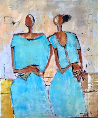 Painting titled "African" by Marie Rouach, Original Artwork, Acrylic