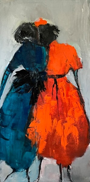 Peinture intitulée "Duo en robes" par Marie Rouach, Œuvre d'art originale, Acrylique