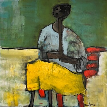 Painting titled "Femme assise" by Marie Rouach, Original Artwork, Acrylic