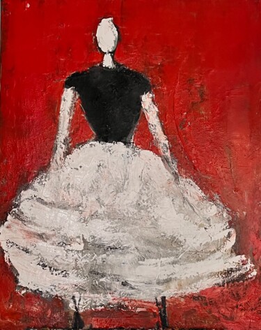Painting titled "Corsage noir" by Marie Rouach, Original Artwork, Acrylic Mounted on Wood Stretcher frame