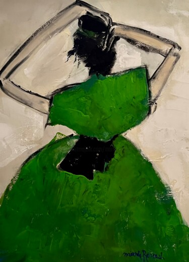 Malerei mit dem Titel "La robe verte" von Marie Rouach, Original-Kunstwerk, Acryl