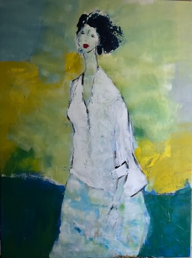 Painting titled "Une dame" by Marie Rouach, Original Artwork, Acrylic