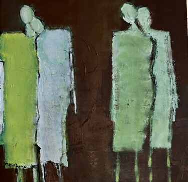 Painting titled "Quatre personnages" by Marie Rouach, Original Artwork, Acrylic