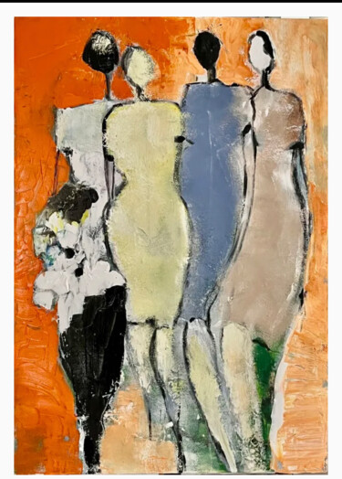 Malerei mit dem Titel "Women abstract" von Marie Rouach, Original-Kunstwerk, Acryl