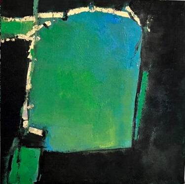 Peinture intitulée "Green and gold abst…" par Marie Rouach, Œuvre d'art originale, Acrylique