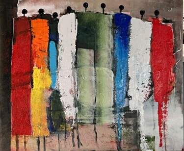 Painting titled "Abstraites" by Marie Rouach, Original Artwork, Acrylic Mounted on Wood Stretcher frame