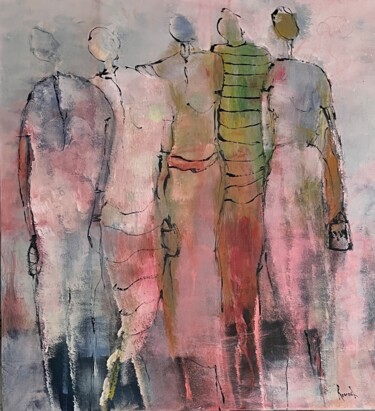 Malarstwo zatytułowany „Free women” autorstwa Marie Rouach, Oryginalna praca, Akryl Zamontowany na Drewniana rama noszy