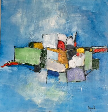 Painting titled "Abstrait cargo" by Marie Rouach, Original Artwork, Acrylic Mounted on Wood Stretcher frame