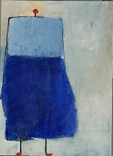 Painting titled "Bleue abstraite" by Marie Rouach, Original Artwork, Acrylic Mounted on Wood Stretcher frame