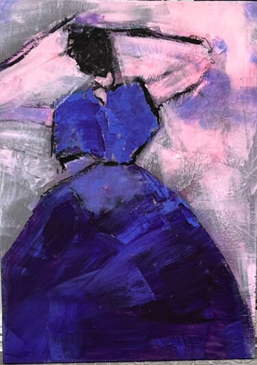 Картина под названием "Violette" - Marie Rouach, Подлинное произведение искусства, Акрил Установлен на Деревянная рама для н…