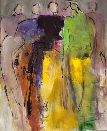 Картина под названием "Abstract personnages" - Marie Rouach, Подлинное произведение искусства, Акрил Установлен на Деревянна…