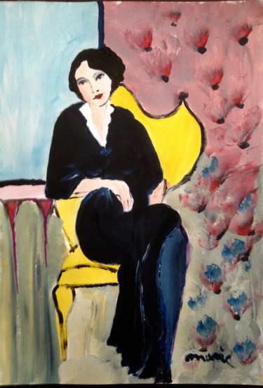 Peinture intitulée "Sur un fauteuil jau…" par Marie Rouach, Œuvre d'art originale