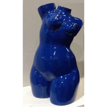Escultura titulada "Buste de femme bleu" por Marie Saksik, Obra de arte original, Yeso