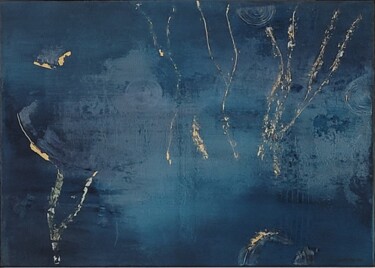 Pintura titulada "Bleu&or" por Marie Savrimoutou (Marie Artist), Obra de arte original, Acrílico Montado en Bastidor de cami…
