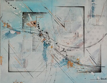Painting titled "Oxygène" by Marie Savrimoutou (Marie Artist), Original Artwork, Acrylic Mounted on Wood Stretcher frame