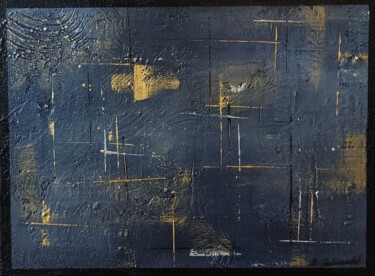 Painting titled "Gold & Grey" by Marie Savrimoutou (Marie Artist), Original Artwork, Acrylic Mounted on Wood Stretcher frame