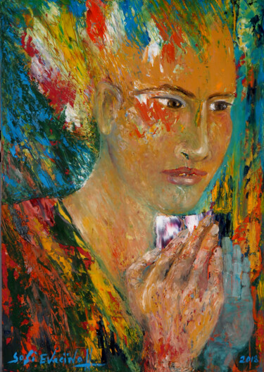 Malerei mit dem Titel "dévisagé-1" von Marie-Sophie Ewreïnoff (Sofi Ewreïnoff), Original-Kunstwerk, Öl