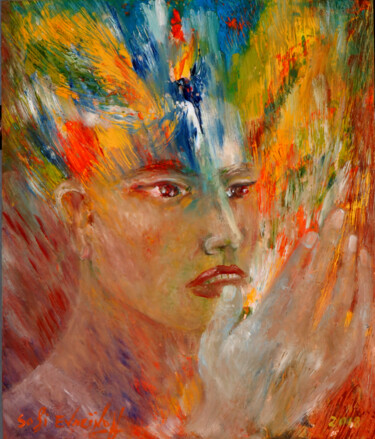 Painting titled "dévisagé 2" by Marie-Sophie Ewreïnoff (Sofi Ewreïnoff), Original Artwork, Oil