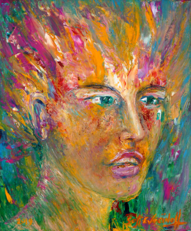 Painting titled "dévisagé 15" by Marie-Sophie Ewreïnoff (Sofi Ewreïnoff), Original Artwork, Oil