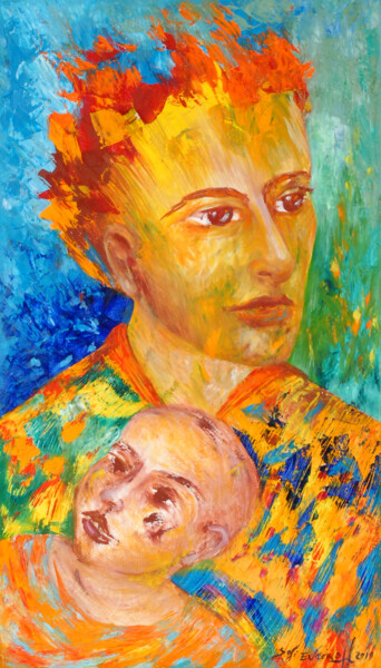 Картина под названием "maternité" - Marie-Sophie Ewreïnoff (Sofi Ewreïnoff), Подлинное произведение искусства, Масло