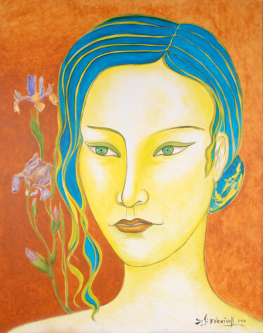 Malerei mit dem Titel "Déva iris" von Marie-Sophie Ewreïnoff (Sofi Ewreïnoff), Original-Kunstwerk, Acryl