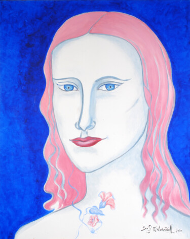 Картина под названием "Déva aux liserons" - Marie-Sophie Ewreïnoff (Sofi Ewreïnoff), Подлинное произведение искусства, Акрил