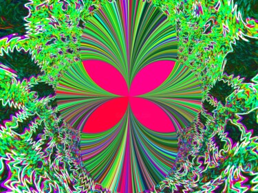 Digitale Kunst getiteld "Rote Blume im Gras" door Marie T., Origineel Kunstwerk, Digitaal Schilderwerk