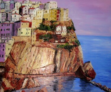 Malerei mit dem Titel "Cinque Terre" von Marie Therese Vion, Original-Kunstwerk