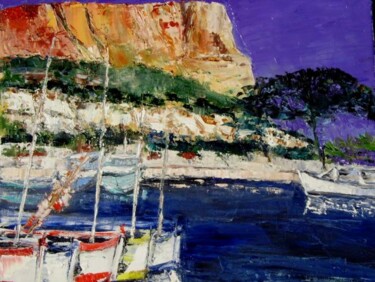 Painting titled "BATEAUX DEVANT CANA…" by Marie Therese Vion, Original Artwork
