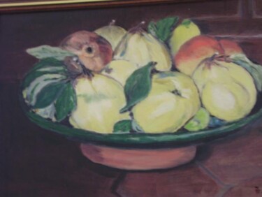 Painting titled "compotier de coings" by Marie Therese Vion, Original Artwork