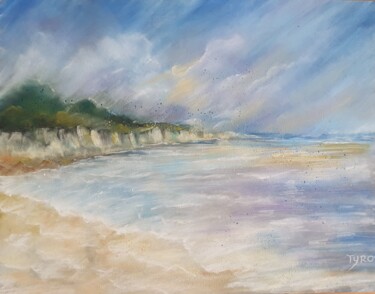 Painting titled "LA COTE D OPALE" by Marie Tyrou, Original Artwork, Pastel