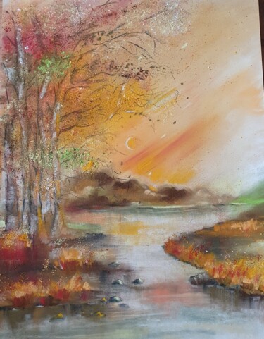 Painting titled "AUTOMNE INTENSE" by Marie Tyrou, Original Artwork, Pastel